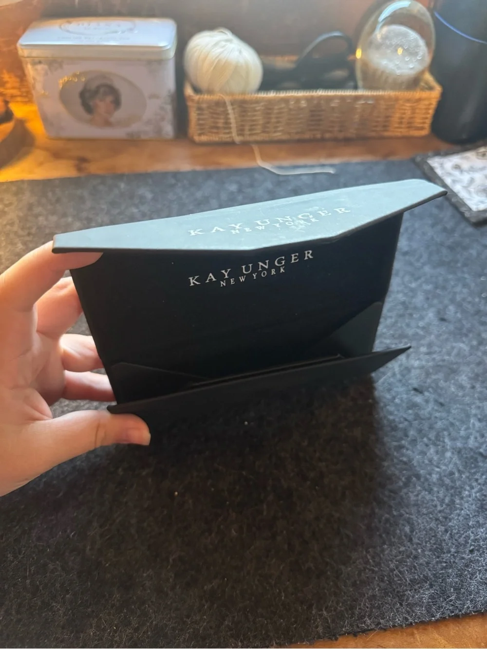 Kay Unger Black Eyeglass Case with White Logo